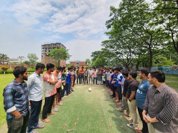Students hosting a sustainability awareness exhibition on campus